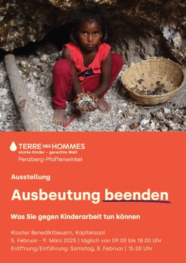 Ausstellung Ausbeutung beenden von terre des hommes im Kloster Benediktbeuern