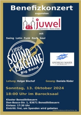 Benefizkonzert von Big Band Linde Sound Machine im Kloster Benediktbeuern am 13. Oktober 2024