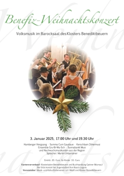 Benefiz Weihnachtskonzert am 3. Januar 2025 im Barocksaal des Klosters Benediktbeuern